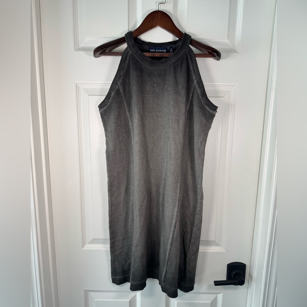 525 American Halter Terry Sweater Dress Charcoal Grey Ombré Womens Size Small